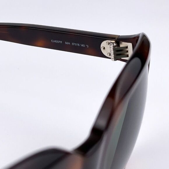 NEW CELINE CL40071F 56N Dark Havana Green Round Women Sunglasses - Picture 10 of 11